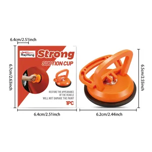 Detail showing dimensions of the orange car dent puller suction cup and packaging