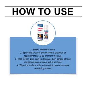 Detailed step-by-step English instruction guide for RayHong car adhesive remover spray.