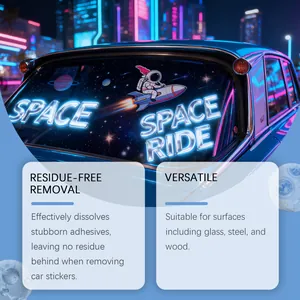 Detail of car adhesive remover spray features: residue-free removal and versatile surface use.