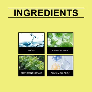 Vue détaillée des ingrédients actifs, y compris l'extrait de menthe et l'alginate