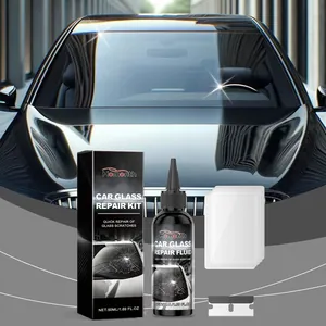 Professional car glass repair kit for windshield cracks and scratches with curing films