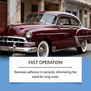 High-efficiency car adhesive remover spray showing fast operation on a vintage burgundy car