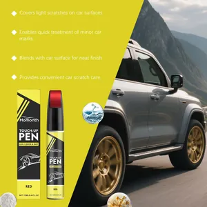 Detail view of Homonth red car touch-up pen showing its quick scratch repair benefits