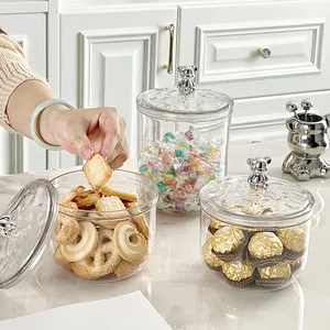 Bocaux de rangement transparents avec couvercle en ours pour collations et bonbons luxe.
