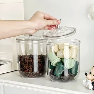 Bocaux de rangement en plastique transparent avec boutons en forme d'ours pour le café