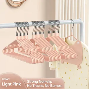 Pink Non-Slip Clothes Hangers Heavy Duty Stainless Steel Wire Hangers Space Saving Closet Organizer
