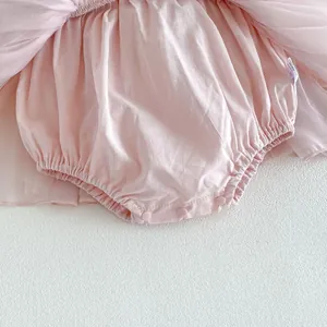 Ροζ βρεφικό φόρεμα tutu romper με κουμπιά πίεσης και τούλινη φούστα για το καλοκαίρι.