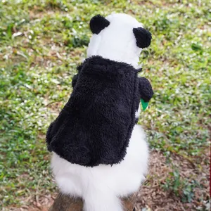 Funny standing panda pet costume for dogs and cats, soft plush apparel for cosplay party.