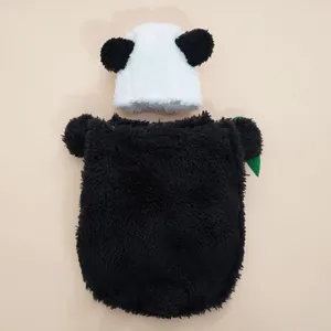 Cute panda pet costume for dogs and cats, soft fleece apparel, funny animal outfit.