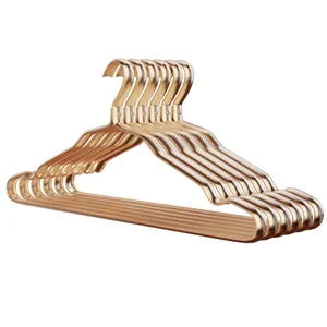 Gold aluminum alloy clothes hangers non slip metal coat hangers for wardrobe and home drying.