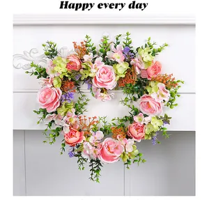 Heart artificial rose flower wreath detail shot, perfect for wedding and Valentine decor.