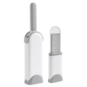 Grey and white lint remover brush set for clothes and pet hair