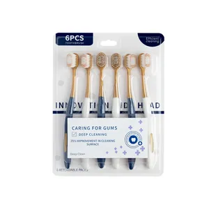 Paquete de 6 cepillos de dientes de cerdas suaves para adultos con limpieza profunda.