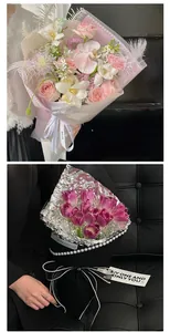 Valentine's Day pearl velvet bouquet wrapping paper DIY handmade floral gift packaging