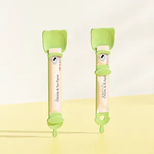 Pet Cat Strip Feeder Squeezer Plastic Cat Food Spoon Cat Snack Dispenser Cute Cat Ear Design Portable Pet Feeding Tool