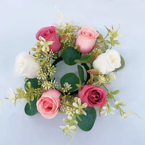 Artificial eucalyptus candle wreath decorative floral ring for home holiday decor