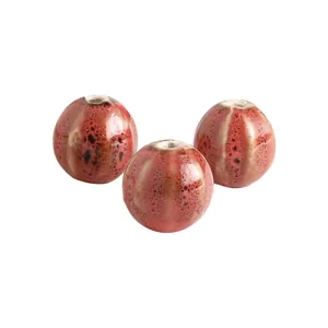 Perle di ceramica anguria retrò, perline sciolte per braccialetti fai da te e accessori.