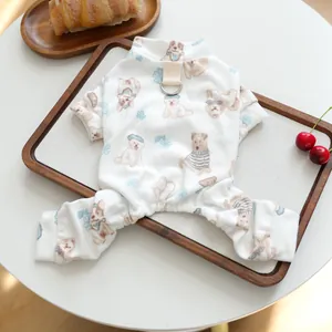 Soft cozy autumn winter pet dog jumpsuit cute puppy apparel with D-ring harness for small dogs.