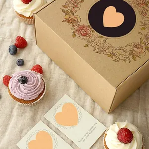Natuurlijke bruine kraftpapier hartjesstickers voor hobby en alle feestgeschenken