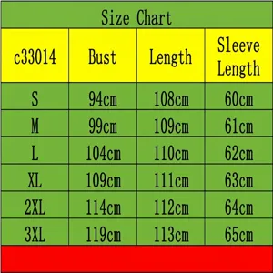 Size guide chart for elegant long sleeve lapel dress with bust and sleeve length