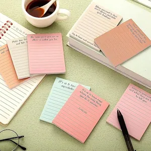 Vintage Morandi color sticky notes detailed view, aesthetic mental health lined memo pads for study.
