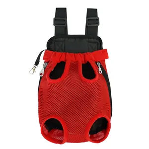 Atmungsaktiver Netz-Haustierträger-Rucksack für kleine Hunde und Katzen, rot-schwarzes Design.