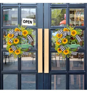 Couronne de camion tournesol pour porte d'entree printemps decor floral de ferme