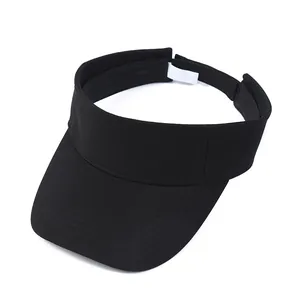 Black athletic sports sun visor quick drying empty top cap for outdoor running gear.