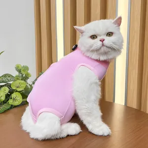 Pink cat recovery suit breathable anti-licking surgical wear for cute pet cats comfortable