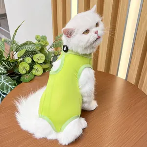 Cat recovery suit for post surgery soft breathable anti-licking elastic pet cat clothing.