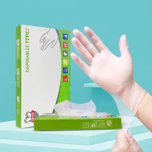 Disposable TPE gloves, thick stretch film food grade kitchen cleaning gloves 100 pcs per box