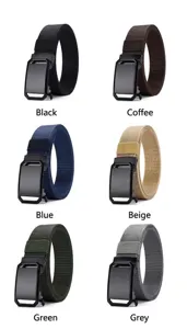Ceinture en toile nylon décontractée pour homme avec boucle automatique en alliage, respirante.