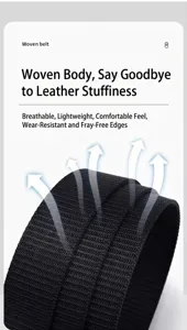 Ceinture tissée pour homme en toile respirante légère noire ceinture élégante et décontractée