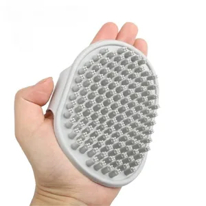 Cepillo de baño y peine de masaje de silicona para mascotas perros y gatos suaves.
