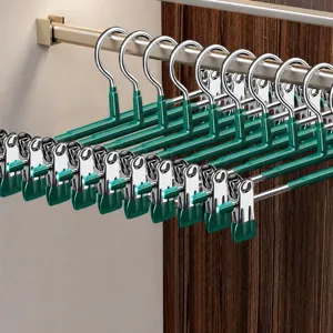 Perchas para Pantalones de Acero Inoxidable Reforzadas con Pinzas Antideslizantes para Ropa