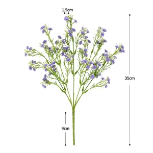 Künstlicher lila Schleierkraut Blumenstrauß 5-Zweig weicher Gummi Kunstblume Deko Hauptansicht