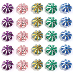100pcs plastic pumpkin beads silver plated spacer beads DIY bracelet necklace jewelry making