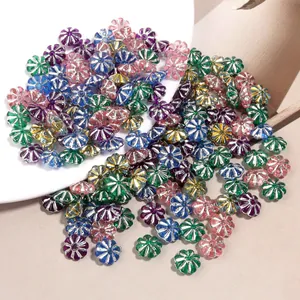 Plastic Pumpkin Spacer Beads Silver Edged Floral DIY Jewelry Making Accessories For Bracelet Necklace Phone Chain