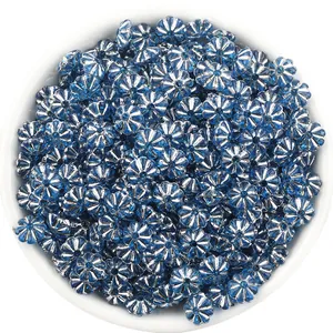 Blue silver-edged plastic pumpkin beads for DIY bracelets, necklaces, and jewelry.