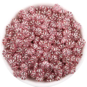 Pink silver-edged plastic pumpkin beads spacer beads DIY bracelet necklace jewelry making accessories.