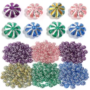 Plastic pumpkin spacer beads with silver plated edges for DIY bracelet necklace making.