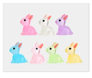 Mini statuette di conigli luminosi in resina, accessori ideali per micro paesaggi.