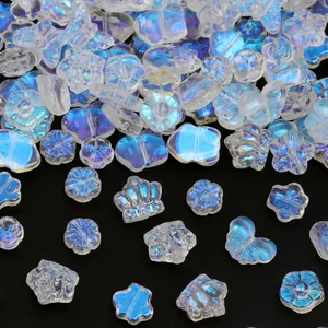 Bunte transparente DIY Perlen Aurora Glas Blumen Schmetterling Anhänger Schmuckherstellung
