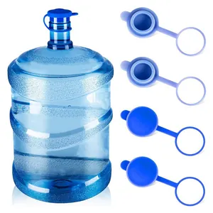 Water dispenser bucket silicone lid set with hanging strap, leak-proof dust-proof cap.