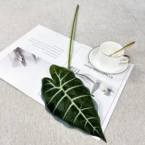 Artificial Alocasia leaf fake green plant for home decor wall living room ornament leaf