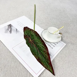Artificial colocasia leaf green plant decor single fake caladium leaf for home room wall