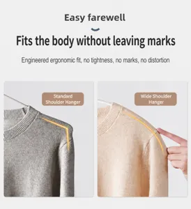 Wide shoulder clothes hanger designed to prevent shoulder bumps, trace-less sweater hanger.