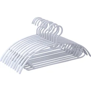 White plastic clothes hangers set wide shoulder seamless non-slip design for home use