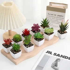 Artificial mini succulent potted plants plastic fake green plants for home desktop decor.