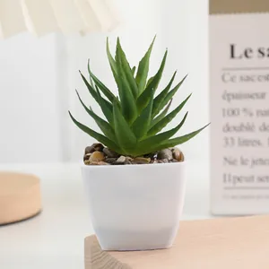 Artificial succulent potted plant fake green plant mini desktop ornament for home decor.